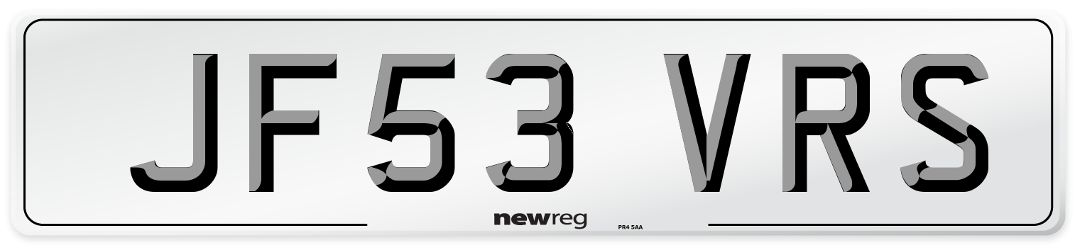 JF53 VRS Number Plate from New Reg